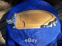 Rare Vintage Pig Shaped Wood & Aluminum R. H. Macy Charcuterie Cutting Board