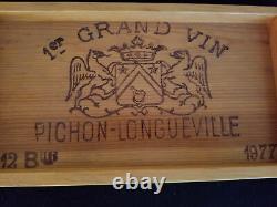 Rare Vintage Wine Case End Wooden Tray Grand Vin Pichon-Longueville 1977