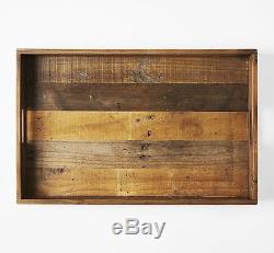 Reclaimed Pine Wood Serving Tray, Natural Wood Waxed Finish, 18 x 28 inches