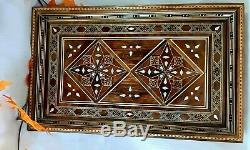 Rectangular Tray, Tea Tray, Hand-craft, wood and mother of pearl. Serving tray