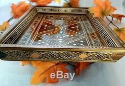 Rectangular Tray, Tea Tray, Hand-craft, wood and mother of pearl. Serving tray