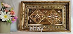 Rectangular Tray, wood tray, Hand-craft, wood and mother of pearl. Serving tray