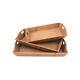 Rectangular Wooden Serving Tray With Cut Out Handles, Set Of 3, Brown- Saltoro