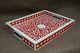 Red Handmade Bone Inlay Tray Floral Decorative Serving Tray Perfect Gift