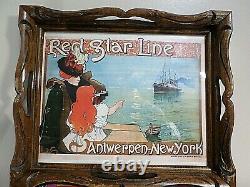 Red Star Line Ship, Antwerpen-New York Original Wood Serving Tray