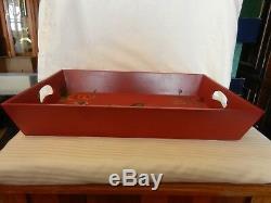 Red Wood Serving Tray Flowers & Fruit by Tracy Porter Octavio Hill Collection