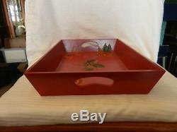 Red Wood Serving Tray Flowers & Fruit by Tracy Porter Octavio Hill Collection
