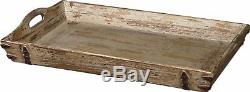 Restoration 27 Solid Aged Rubbed Barn Wood Tray Rustic Metal Detail Western