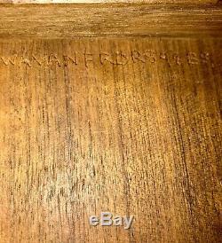 Retro Vintage Hand Engraved & Carved Oval Teak Wood Wooden Serving Tray