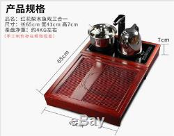 Rosewood tea tray with induction cooker solid wood table electrical kettle pan