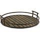Round Large Serving Tray with Metal Handle Food Drink Durable Safe Iron Wood 20