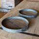 Round Tray Set of 2 Galvanized Metal Reclaimed Wood