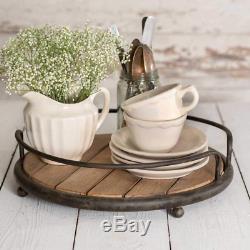 Round Wood Plank Serving Tray-Weathered Farmhouse Chic Serverware Dinning Bars