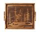 Rustic Cabin & Feather Trees Stained Country Cabin Serving Tray WithWood Handles