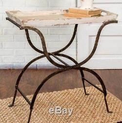 Rustic Country Farm House Whitewash Wood Tray Table