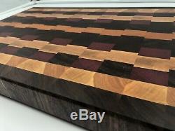 Rustic Exotic Wood Modern End Grain Cutting Board Charcuterie Serving Tray WOW