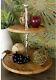 Rustic Farmhouse 2-Tiered Wood Serving Tray Round Display Server Branch Center