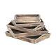 Rustic Natural Brown Wood Handmade Serving Trays With Handles 23 Inch 5Pcs