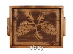Rustic Pine Bough Stained Wood Country Cabin Lodge Serving Tray WithWood Handles
