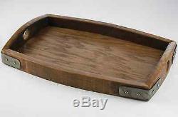 Rustic Reclaimed Barrel Stave Serving Tray Coffee Table Centerpiece Wood Decor