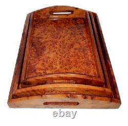 Rustic Wooden Serving Trays with Handle Set of 3 Large, Medium and Small N