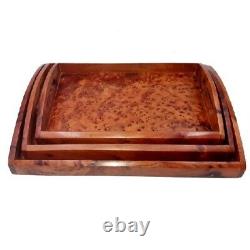 Rustic Wooden Serving Trays with Handle Set of 3 Large, Medium and Small N