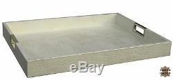 Serving Tray Sarreid Pearl White Leather Brass Wood New Sa-1115