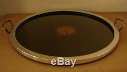 SHREVE & CO SANFRANCISCO Sterling silver / wood marquetry serving tray ca. 1930