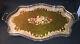 STUNNING Silver Handle FLORAL DESIGN Wood LARGE OVAL 23x15 VANITY SERVING TRAY