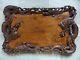 SUPERB LARGE ANTIQUE CHINESE WOOD CARVED SERVING TRAY w. DRAGONS and BIRDS