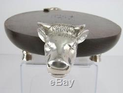 Sarreid Ltd Wood Serving Board Tray Platter Silver Plated Bull Almazan Spain 18