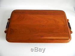 Schrock inlaid cherry wood serving tray with handles FREE SHIPPING