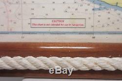 Seacraft Nantucket MID Century MD Serving Tray Nautical Chart Wood Steel Sailing