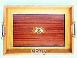 Selection of hand crafted trays made of exotic wood veneer inlays and US cherry