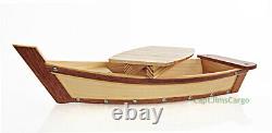 Serving Sushi Boat Tray Platter 16.75 Wooden Nautical Decor Display New