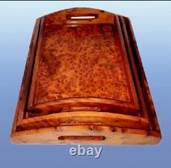 Serving Tray Wooden with Handles for Dinner Tea Bar Coffee Breakfast Food Trays