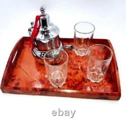 Serving Tray Wooden with Handles for Dinner Tea Bar Coffee Breakfast Food Trays