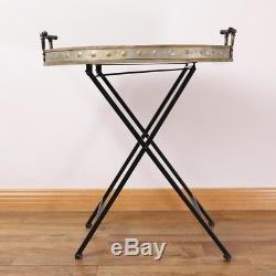 Serving Tray with Stand Folding Snack Table Antique Design Wood/metal