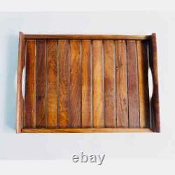 Serving Trays Set Of 3 Wooden Sheesham Polished Handmade Home Coffee Table Gift