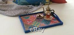 Serving wooden tea tray with handles-Moroccan lantern Turkish lamp inspired
