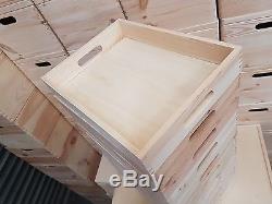 Set 10 Plain Wood Wooden Serving Trays 50cmx30cmx 6.3cm For Decoupage