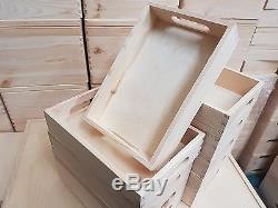 Set 10 Small Wooden Serving Tray 30cmx20cmx6.3cm Decoupage