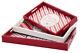 Set/3 Red Candy Cane Christmas Serving Trays with Handles Wood & Glass Food Safe