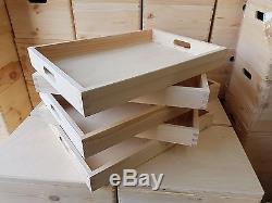 Set 5 Plain Wood Wooden Serving Extra Large Trays 60cmx40cmx6cm Decoupage
