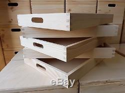 Set 5 Plain Wood Wooden Serving Extra Large Trays 60cmx40cmx6cm Decoupage