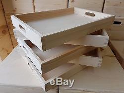 Set 5 Plain Wood Wooden Serving Large Trays 50cmx36cmx6cm Decoupage