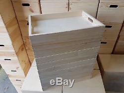 Set Ten Plain Wood Wooden Serving Large Trays 50cmx36cmx6cm Decoupage