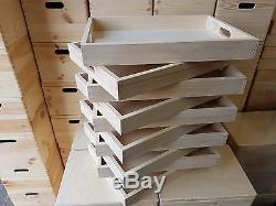 Set Ten Plain Wood Wooden Serving Very Large Trays 60cmx40cmx6cm Decoupage