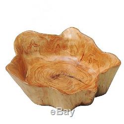 Set of 2, Cedar Wood Root Large Serving Bowl, Salad Fruit Container Tray