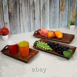Set of 3 Sheesham Wood Tray Handmade Serving Platter